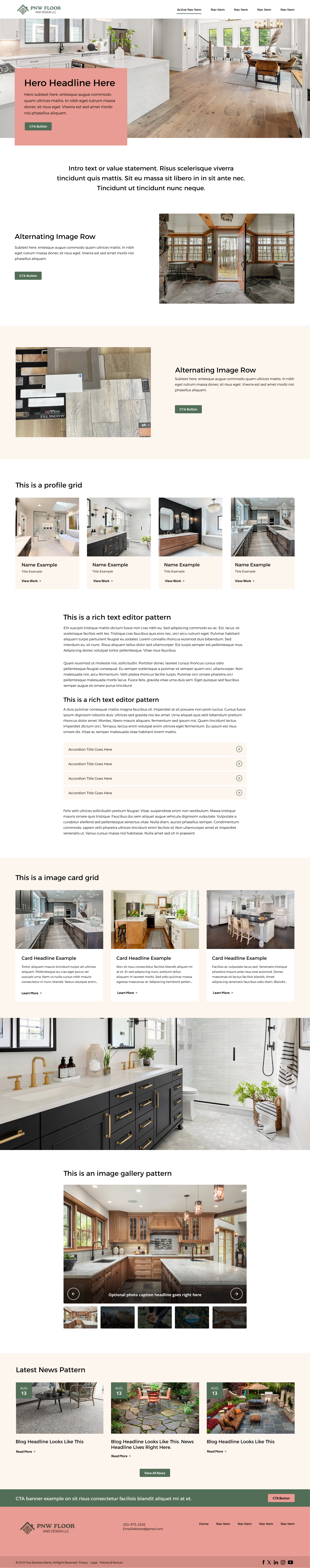 Responsive website layout for PNW Floor Design across desktop and mobile